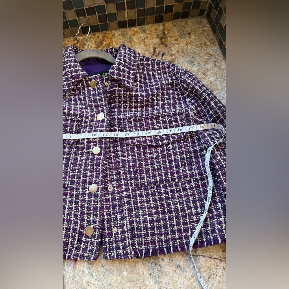 House of Harlow Purple Tweed Jacket with Gold Buttons - Picture 5 of 6
